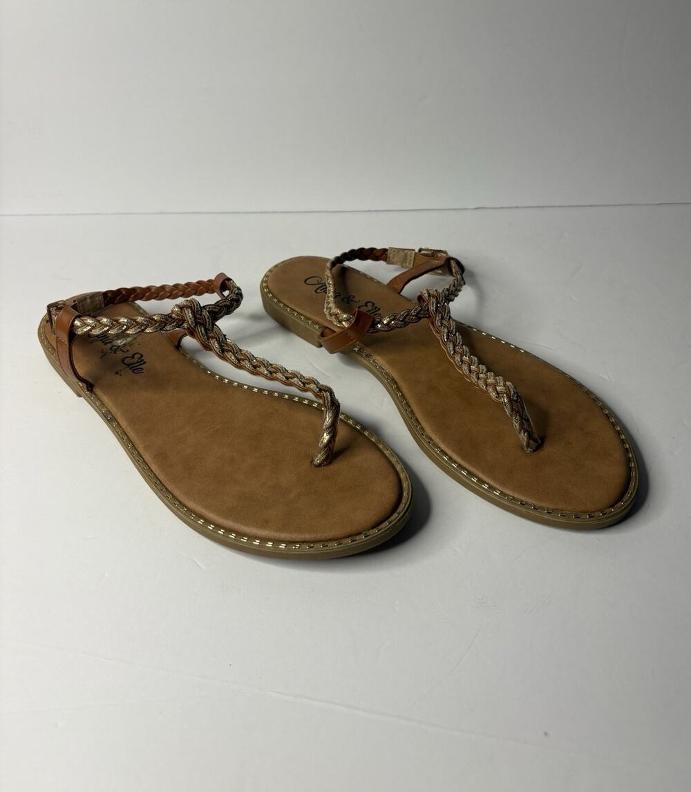 Anna & Elle Braided Thong Gladiator Sandals Sz 10